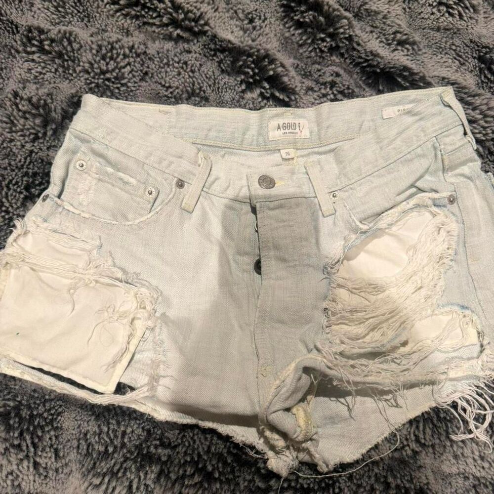 Agolde Women's Blue and White Shorts